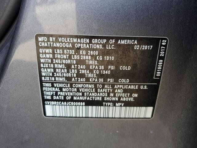 1V2BR2CA9JC500686 - 2018 VOLKSWAGEN ATLAS GRAY photo 14