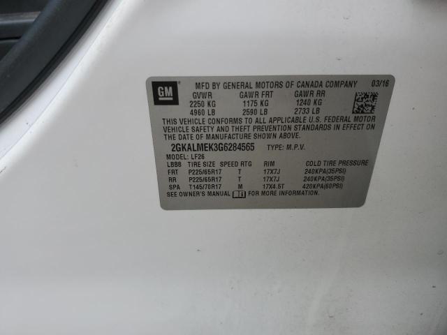 2GKALMEK3G6284565 - 2016 GMC TERRAIN SLE WHITE photo 12