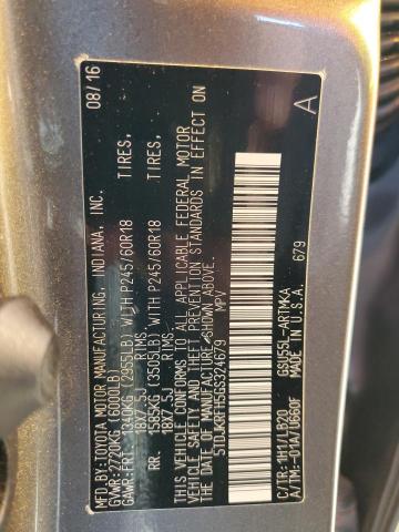 5TDJKRFH5GS324679 - 2016 TOYOTA HIGHLANDER XLE Сұр фото 13