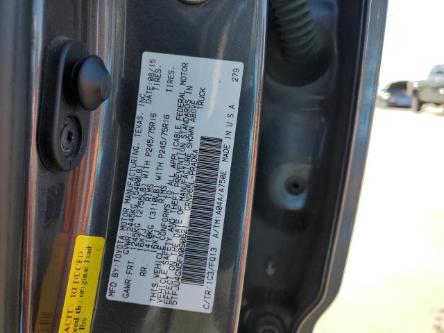 5TFJU4GN5FX090621 - 2015 TOYOTA TACOMA DOUBLE CAB PRERUNNER GRAY photo 12