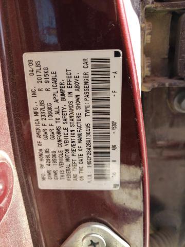 1HGCP26428A130495 - 2008 HONDA ACCORD LXP MAROON photo 12