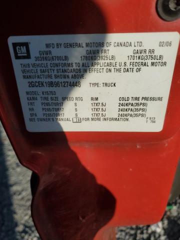 2GCEK19B961274448 - 2006 CHEVROLET SILVERADO K1500 RED photo 12