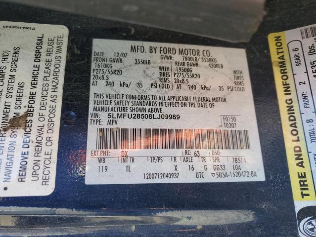 5LMFU28508LJ09989 - 2008 LINCOLN NAVIGATOR 蓝色 照片 14