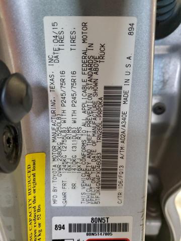 5TFJX4GN4FX046083 - 2015 TOYOTA TACOMA DOUBLE CAB PRERUNNER SILVER photo 12