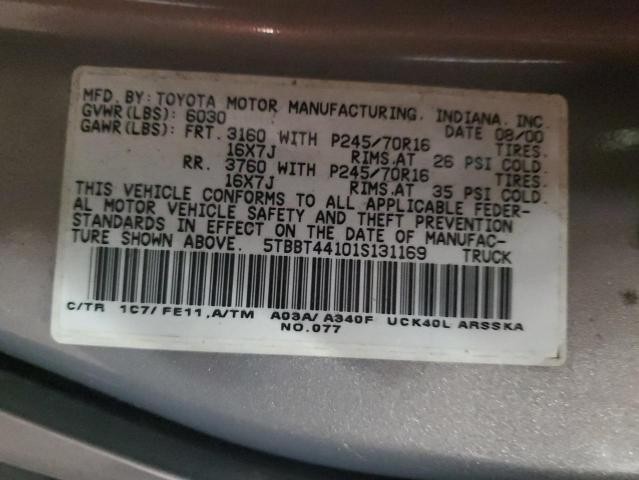5TBBT44101S131169 - 2001 TOYOTA TUNDRA ACCESS CAB ვერცხლისფერი ფოტო 12