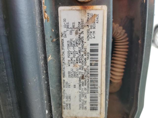 5TEGN92N41Z735773 - 2001 TOYOTA TACOMA DOUBLE CAB PRERUNNER GREEN photo 12