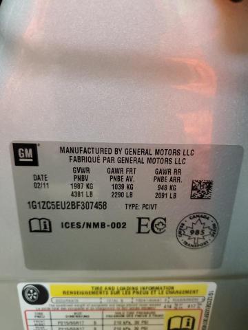 1G1ZC5EU2BF307458 - 2011 CHEVROLET MALIBU 1LT 银色 照片 12