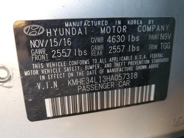 KMHE34L13HA057318 - 2017 HYUNDAI SONATA HYBRID SILVER photo 12