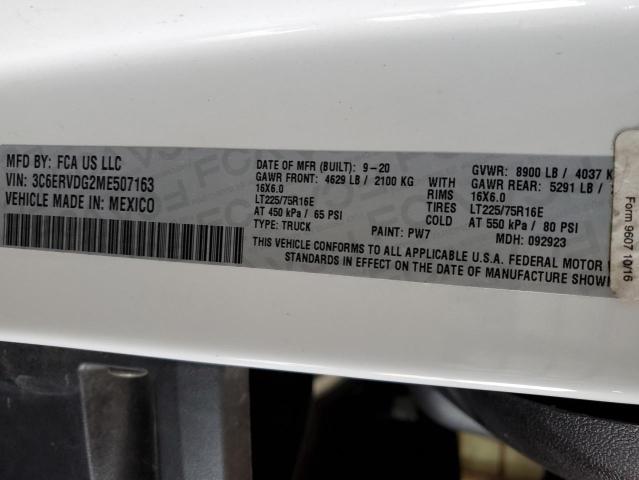 3C6ERVDG2ME507163 - 2021 RAM PROMASTER 2500 HIGH თეთრი ფოტო 13
