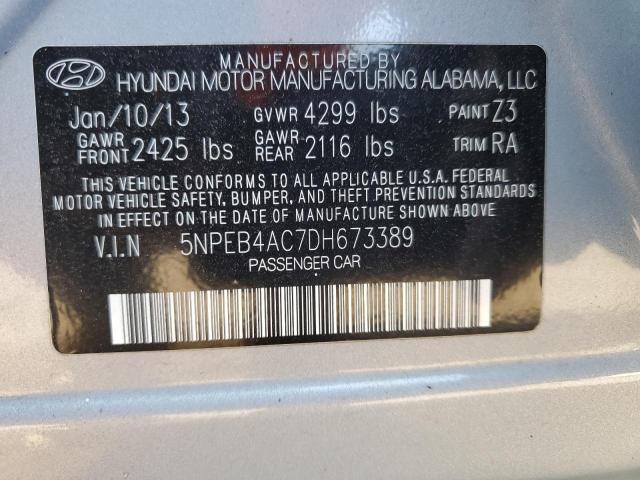 5NPEB4AC7DH673389 - 2013 HYUNDAI SONATA GLS BLUE photo 12