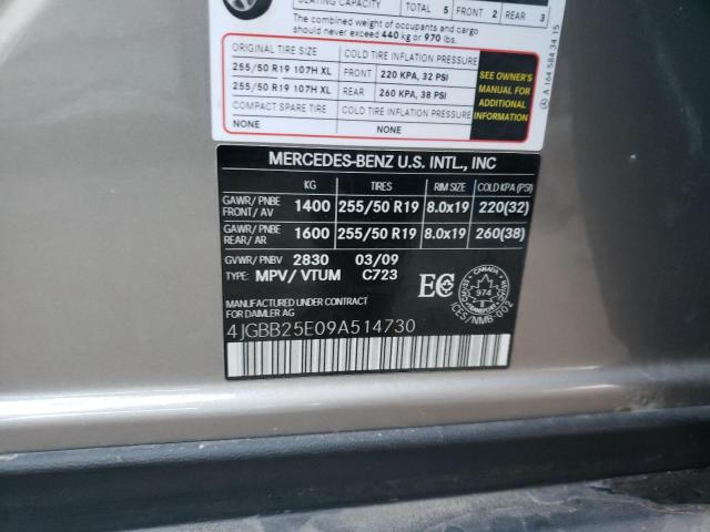 4JGBB25E09A514730 - 2009 MERCEDES-BENZ ML GRAY photo 14