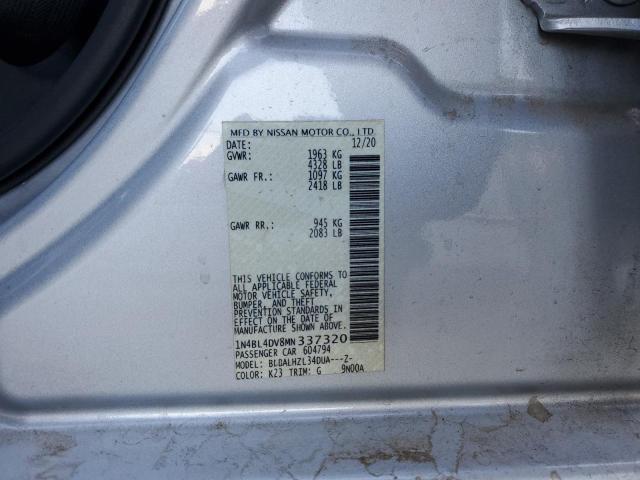 1N4BL4DV8MN337320 - 2021 NISSAN ALTIMA SV SILVER photo 12