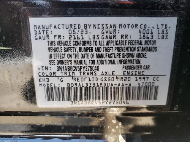 3N1AB8CV5PY275046 - 2023 NISSAN SENTRA SV BLACK photo 12