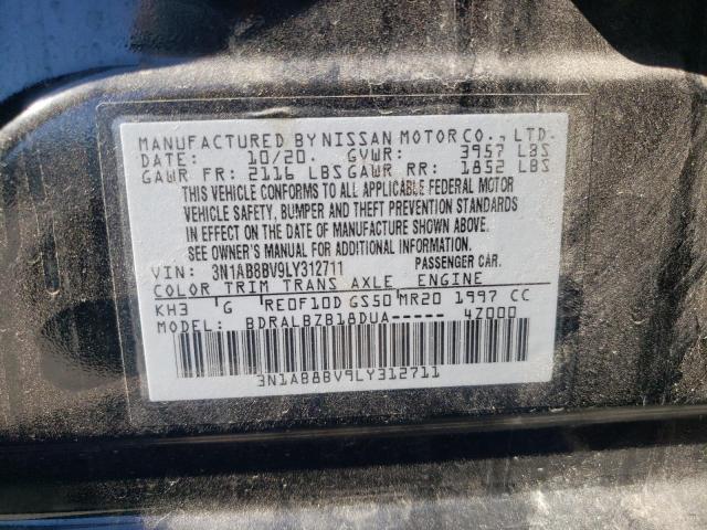 3N1AB8BV9LY312711 - 2020 NISSAN SENTRA S BLACK photo 12