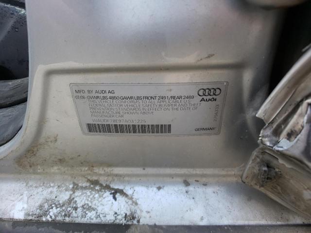 WAUDF78E97A031225 - 2007 AUDI A4 2.0T QUATTRO SILVER photo 12