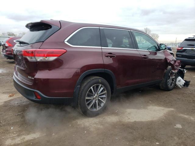 5TDJZRFH3KS746809 - 2019 TOYOTA HIGHLANDER SE BURGUNDY photo 3