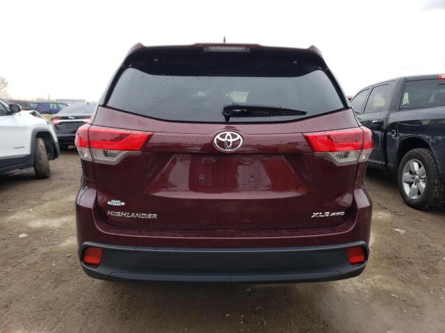 5TDJZRFH3KS746809 - 2019 TOYOTA HIGHLANDER SE BURGUNDY photo 6