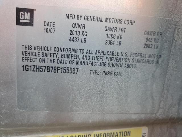 1G1ZH57B78F155537 - 2008 CHEVROLET MALIBU 1LT Gümüş foto 12