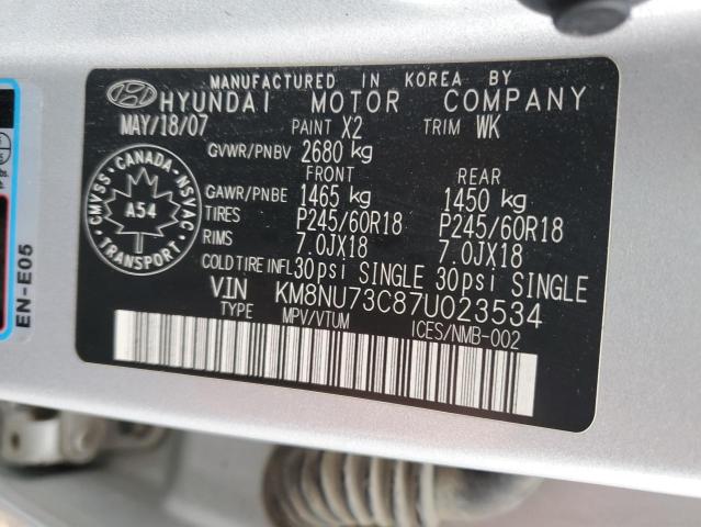 KM8NU73C87U023534 - 2007 HYUNDAI VERACRUZ GLS SILVER photo 13