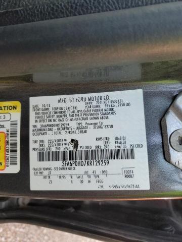 3FA6P0HD7KR129259 - 2019 FORD FUSION SE GRAY photo 12