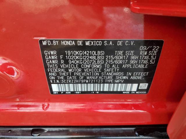 3CZRZ2H79PM721123 - 2023 HONDA HR-V EXL RED photo 12