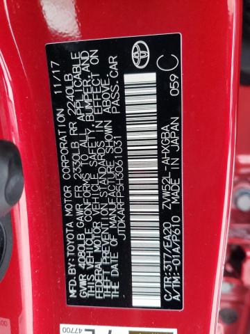 JTDKARFP5H3061031 - 2017 TOYOTA PRIUS PRIM Qırmızı foto 12