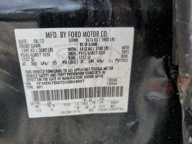 1FM5K7B97DGB04997 - 2013 FORD EXPLORER BLACK photo 12