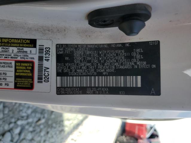 5TDZK23C38S149739 - 2008 TOYOTA SIENNA CE WHITE photo 13