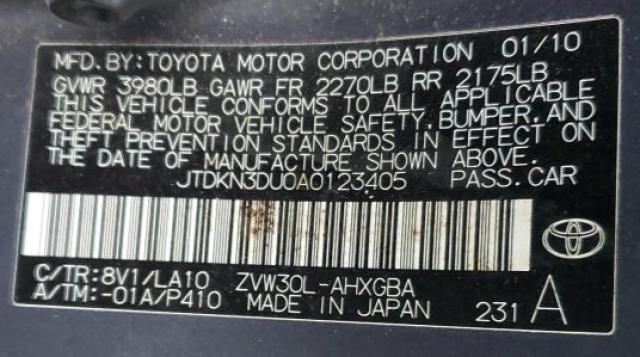 JTDKN3DU0A0123405 - 2010 TOYOTA PRIUS GRAY photo 13