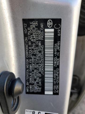 JTDKN3DU0D5546945 - 2013 TOYOTA PRIUS SILVER photo 12