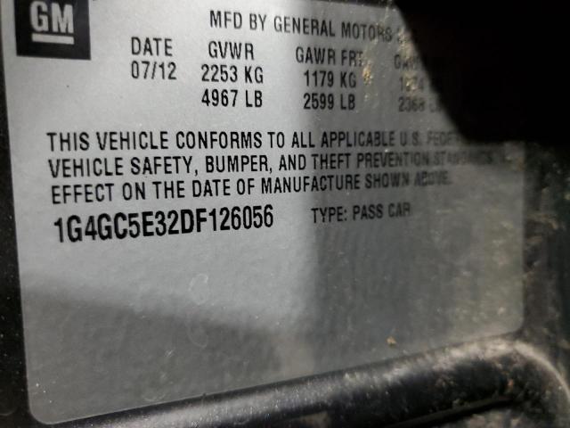 1G4GC5E32DF126056 - 2013 BUICK LACROSSE GRAY photo 12