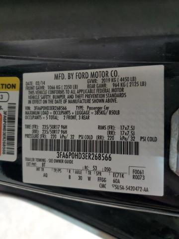 3FA6P0HD3ER268566 - 2014 FORD FUSION SE BLACK photo 12