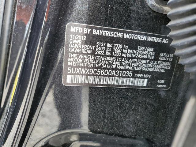 5UXWX9C56D0A31035 - 2013 BMW X3 XDRIVE28I BLACK photo 12