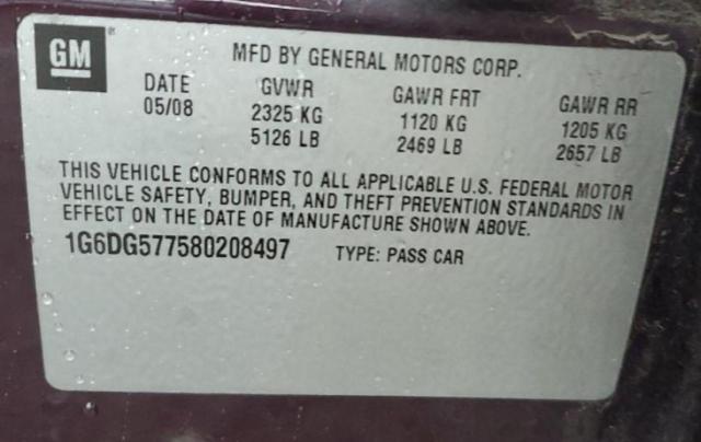 1G6DG577580208497 - 2008 CADILLAC CTS PURPLE photo 12