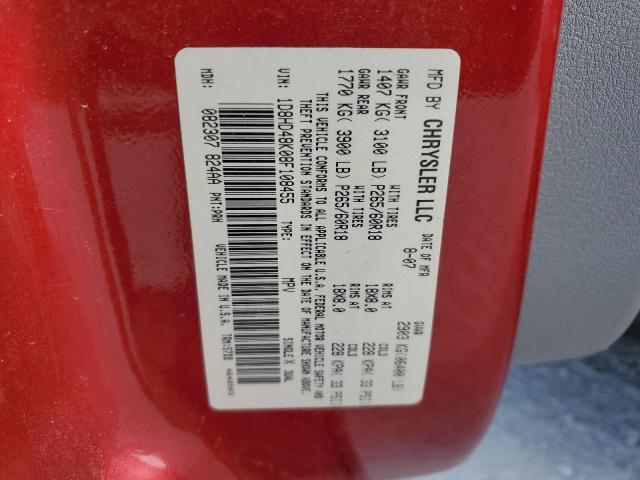 1D8HD48K08F108455 - 2008 DODGE DURANGO SLT RED photo 14