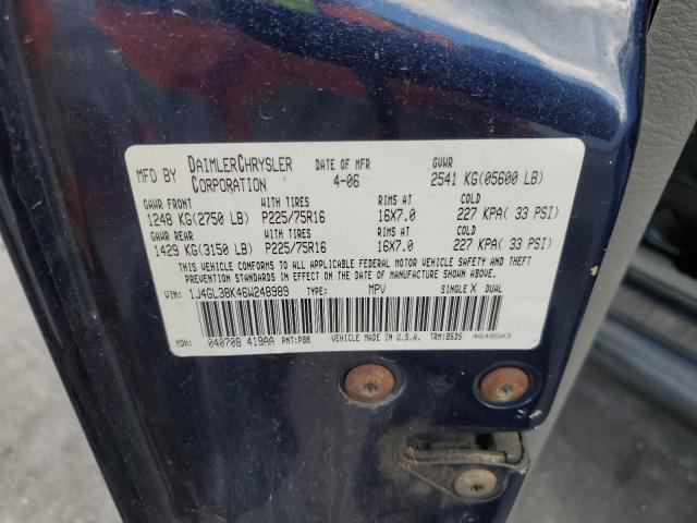 1J4GL38K46W248989 - 2006 JEEP LIBERTY RENEGADE 蓝色 照片 14