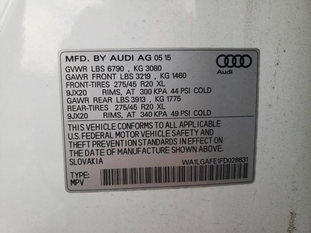 WA1LGAFE1FD028631 - 2015 AUDI Q7 PREMIUM PLUS WHITE photo 13