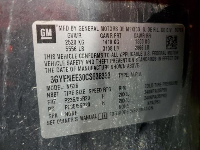 3GYFNEE30CS638333 - 2012 CADILLAC SRX PERFORMANCE COLLECTION Szary zdjęcie 12