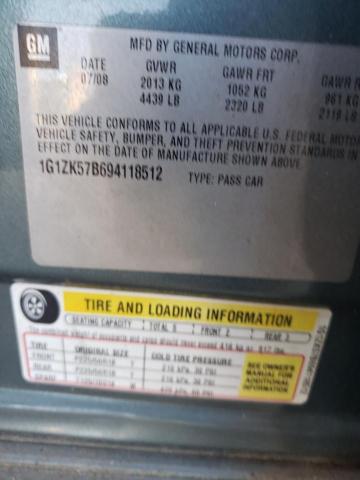 1G1ZK57B694118512 - 2009 CHEVROLET MALIBU LTZ ტალღისფერი ფოტო 12