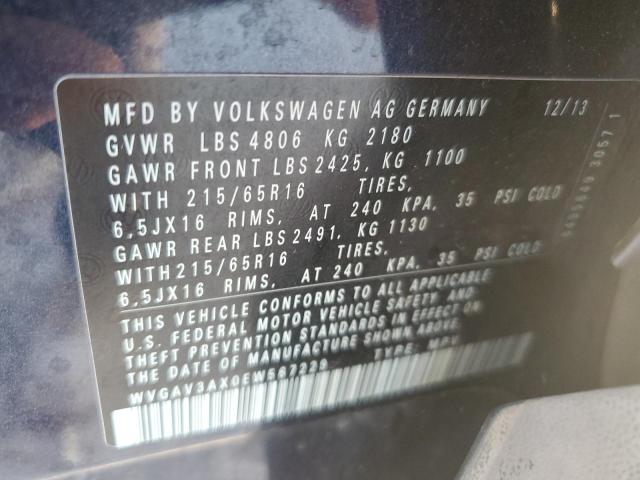 WVGAV3AX0EW567229 - 2014 VOLKSWAGEN TIGUAN S BLACK photo 13