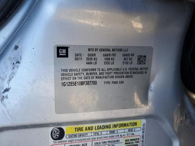 1G1ZE5E10BF387780 - 2011 CHEVROLET MALIBU LTZ ნაცრისფერი ფოტო 12