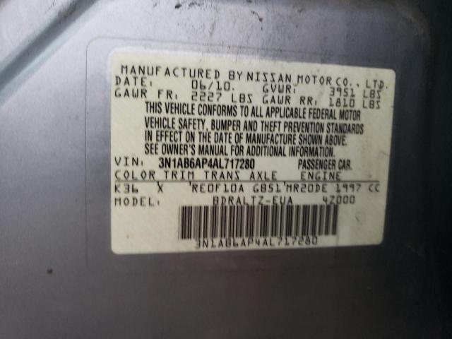 3N1AB6AP4AL717280 - 2010 NISSAN SENTRA 2.0 GRAY photo 13