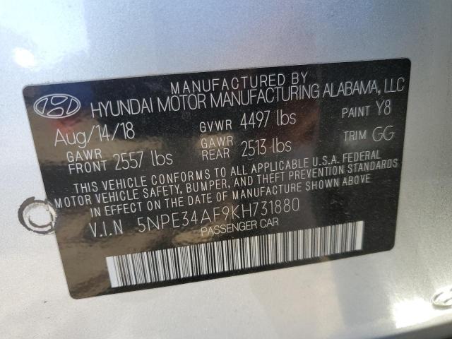 5NPE34AF9KH731880 - 2019 HYUNDAI SONATA LIMITED SILVER photo 12