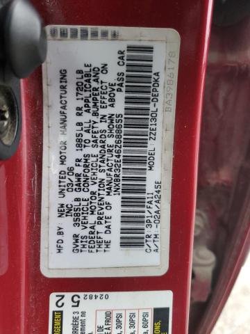 1NXBR32E46Z688655 - 2006 TOYOTA COROLLA CE RED photo 12