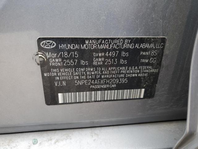 5NPE24AFXFH209395 - 2015 HYUNDAI SONATA SE GRAY photo 13