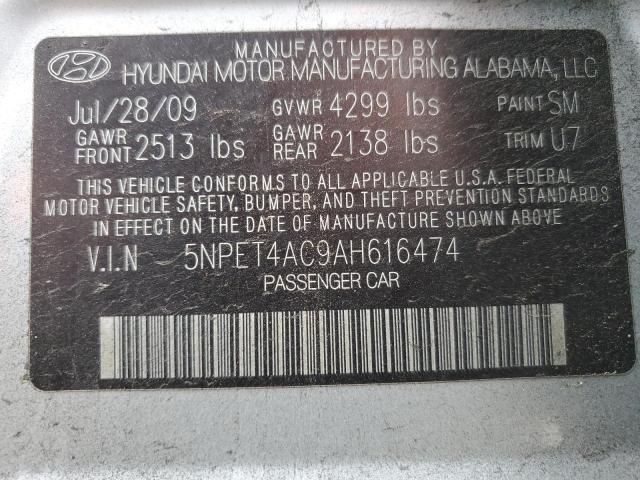 5NPET4AC9AH616474 - 2010 HYUNDAI SONATA GLS SILVER photo 12