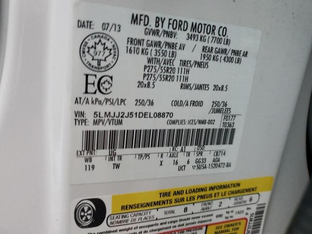 5LMJJ2J51DEL08870 - 2013 LINCOLN NAVIGATOR თეთრი ფოტო 13