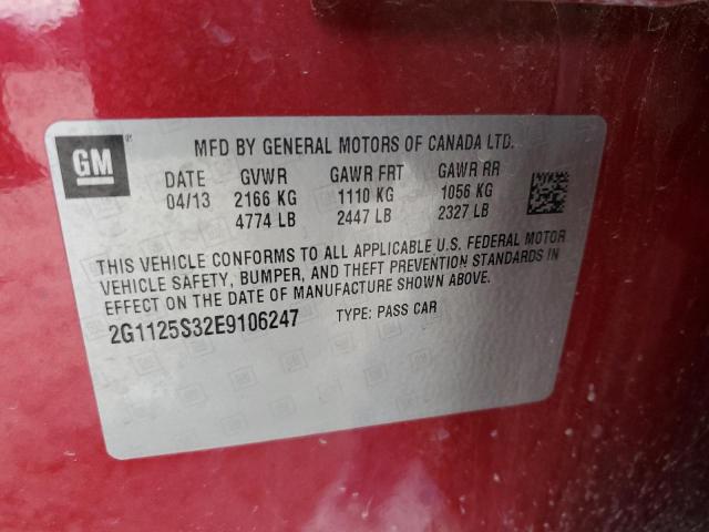 2G1125S32E9106247 - 2014 CHEVROLET IMPALA LT RED photo 12