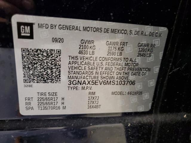 3GNAX5EV6MS103706 - 2021 CHEVROLET EQUINOX BLACK photo 13