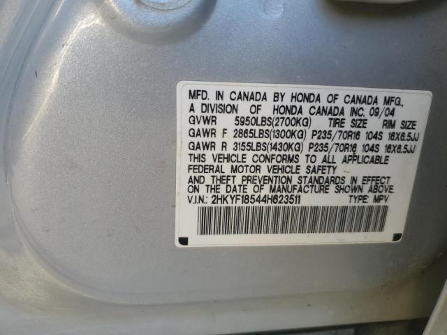 2HKYF18544H623511 - 2004 HONDA PILOT EXL SILVER photo 13